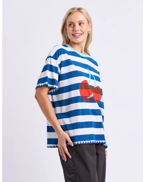 Elm Cherry T Shirt China Blue Stripe