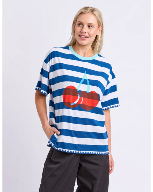 Elm Cherry T Shirt China Blue Stripe