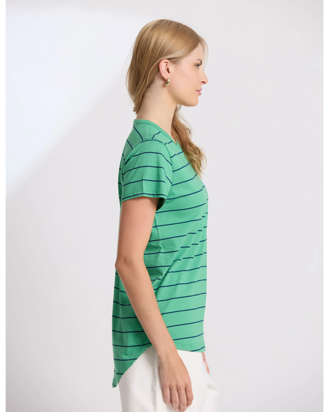 PREORDER - Stella and Gemma Classic Tee Green Navy Stripe DUE AUGUST