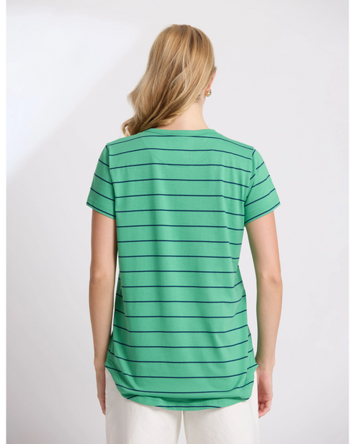 Stella and Gemma Classic Tee Green Navy Stripe