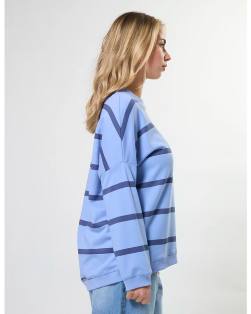 Stella and Gemma Newport Sweatshirt Cornflower Baby Cross Stripe