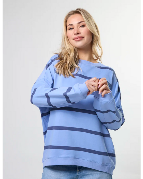 Stella and Gemma Newport Sweatshirt Cornflower Baby Cross Stripe