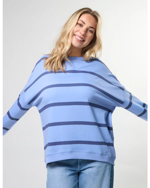 Stella and Gemma Newport Sweatshirt Cornflower Baby Cross Stripe