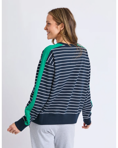 Elm Sloane Crew Sweatshirt Navy Stripe