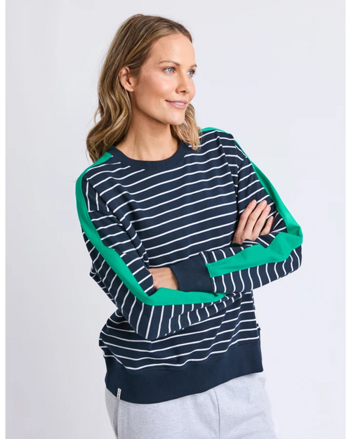 Elm Sloane Crew Sweatshirt Navy Stripe