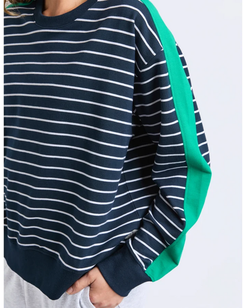 Elm Sloane Crew Sweatshirt Navy Stripe