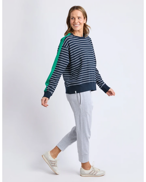 Elm Sloane Crew Sweatshirt Navy Stripe