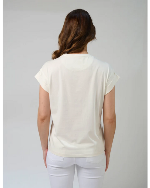 Stella and Gemma Cream Zebra Cross Cuff T Shirt