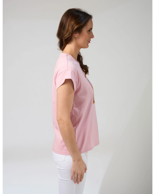 Stella and Gemma Cuff Tee Mauve Jardin Tile