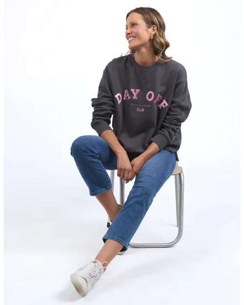 Elm Day Off Crew Sweatshirt Washed Black