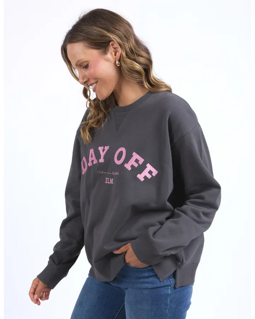 Elm Day Off Crew Sweatshirt Washed Black