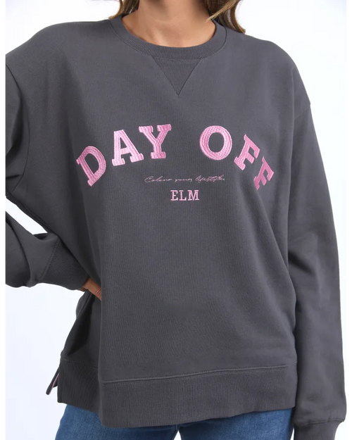 Elm Day Off Crew Sweatshirt Washed Black