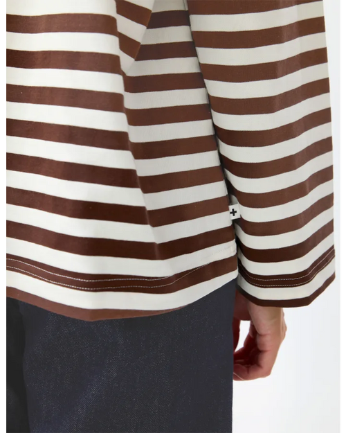 Stella and Gemma Drop Shoulder Tee Choc Stripe