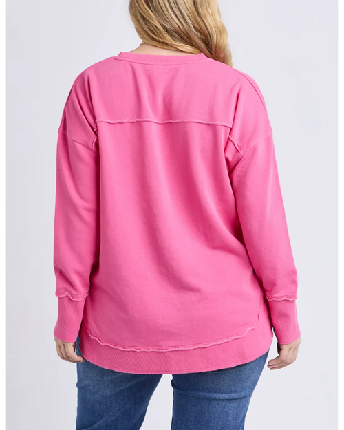 Elm One Heart Crew Sweatshirt Hot Pink