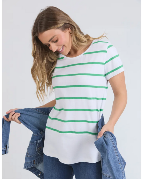 Elm Rib Stripe T Shirt Greenbriar Stripe
