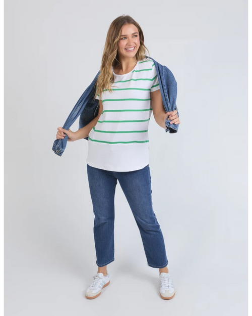 Elm Rib Stripe T Shirt Greenbriar Stripe