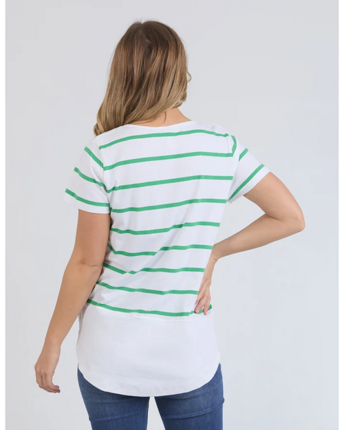 Elm Rib Stripe T Shirt Greenbriar Stripe