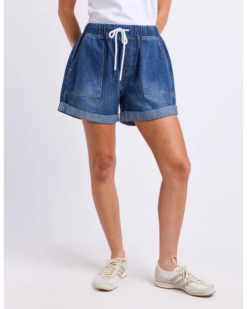 Elm Emma Relaxed Denim Short Dark Blue
