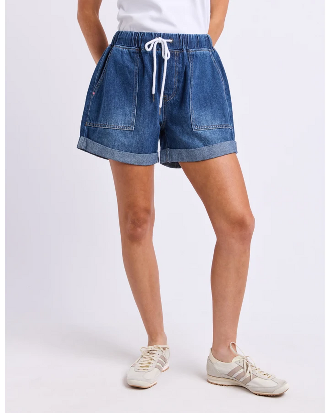Elm Emma Relaxed Denim Short Dark Blue