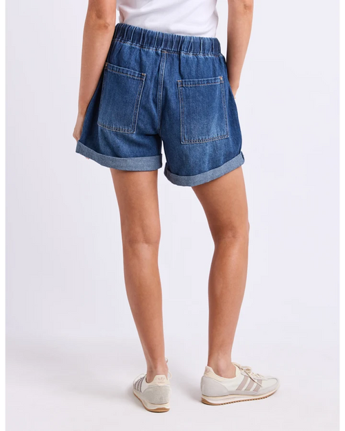 Elm Emma Relaxed Denim Short Dark Blue