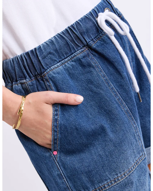 Elm Emma Relaxed Denim Short Dark Blue