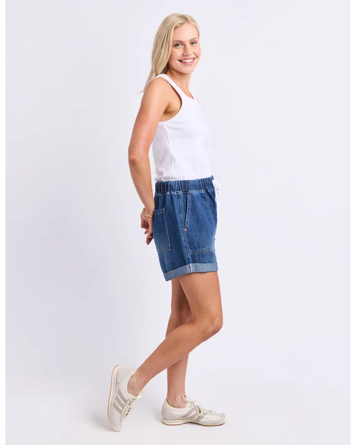 Elm Emma Relaxed Denim Short Dark Blue