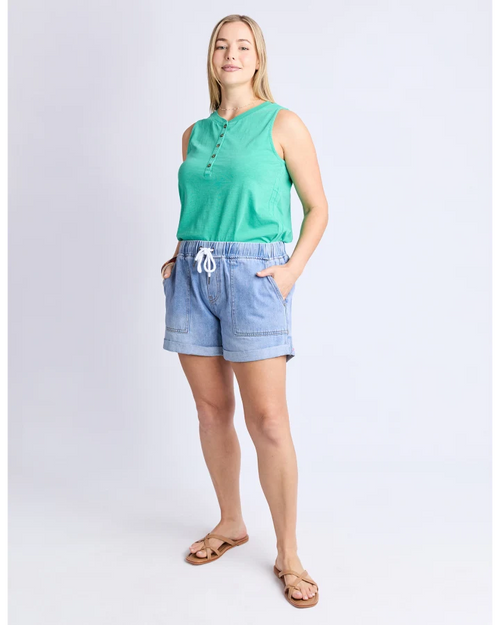 Elm Emma Relaxed Denim Short Blue