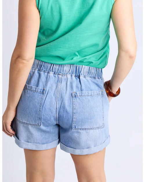 Elm Emma Relaxed Denim Short Blue