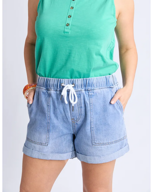 Elm Emma Relaxed Denim Short Blue