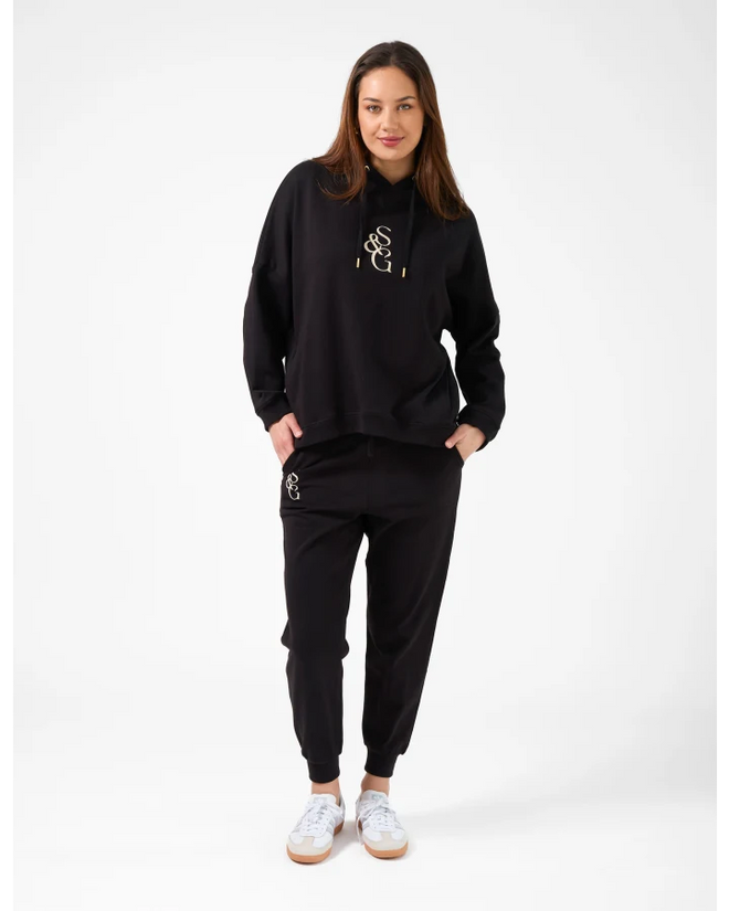 Stella and Gemma Essential Hoodie Black S&G Logo