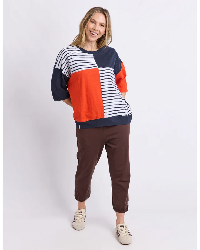 Elm Fig Tee Sweat Tangerine Navy