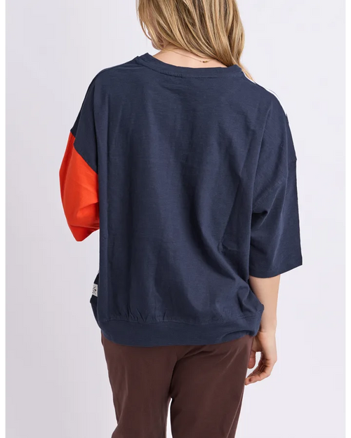 Elm Fig Tee Sweat Tangerine Navy