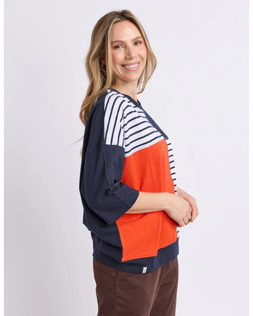 Elm Fig Tee Sweat Tangerine Navy