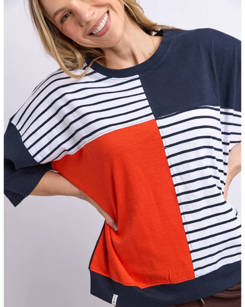 Elm Fig Tee Sweat Tangerine Navy