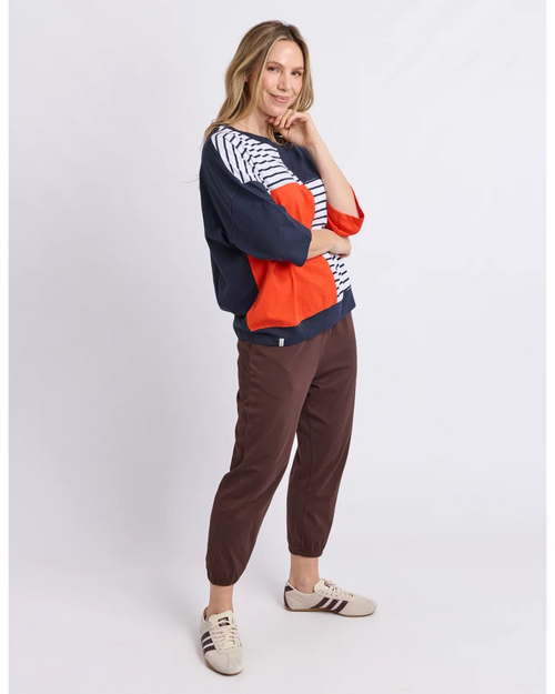 Elm Fig Tee Sweat Tangerine Navy