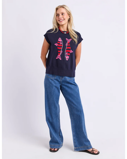 Elm Fishy Intersia Knit Navy