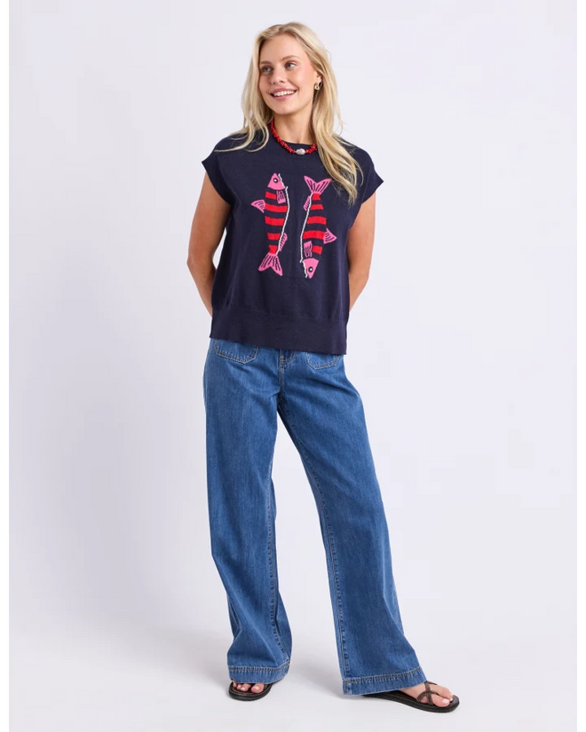 Elm Fishy Intersia Knit Navy