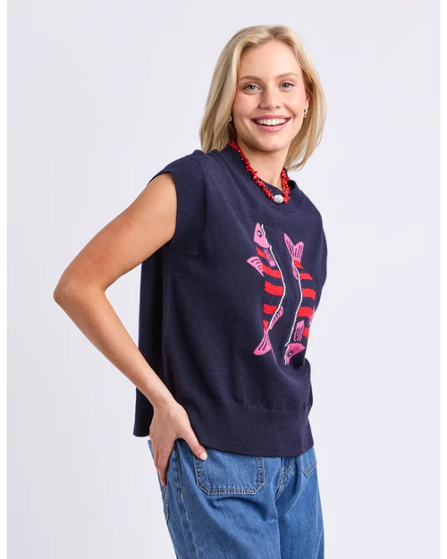 Elm Fishy Intersia Knit Navy
