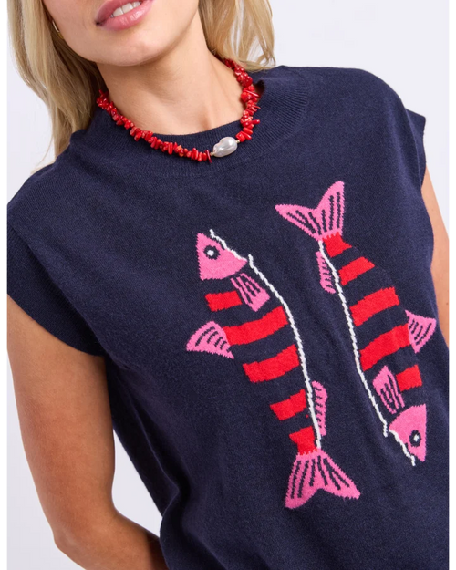 Elm Fishy Intersia Knit Navy