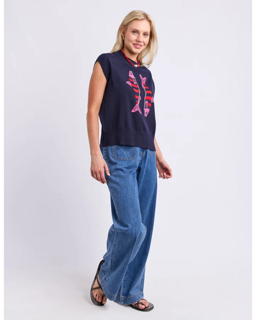 Elm Fishy Intersia Knit Navy