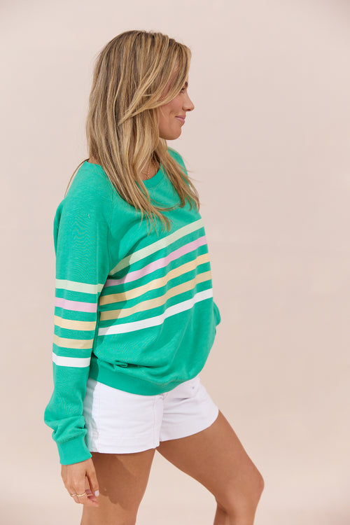 Jovie The Label Forever Sweatshirt Green Multi Stripes