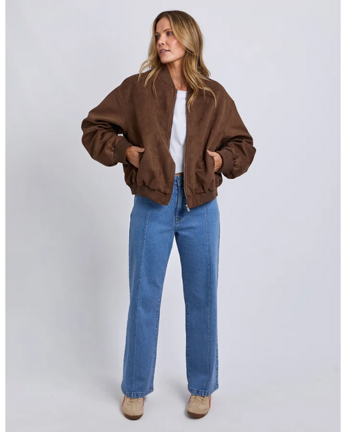 Foxwood Evie Suede Bomber Jacket Chocolate