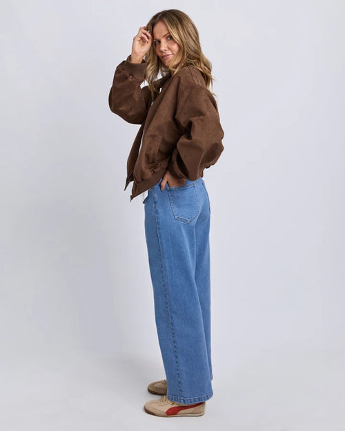 Foxwood Evie Suede Bomber Jacket Chocolate
