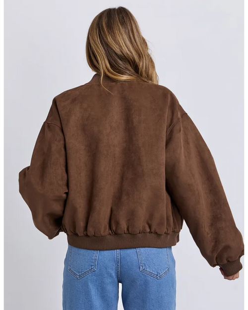 Foxwood Evie Suede Bomber Jacket Chocolate