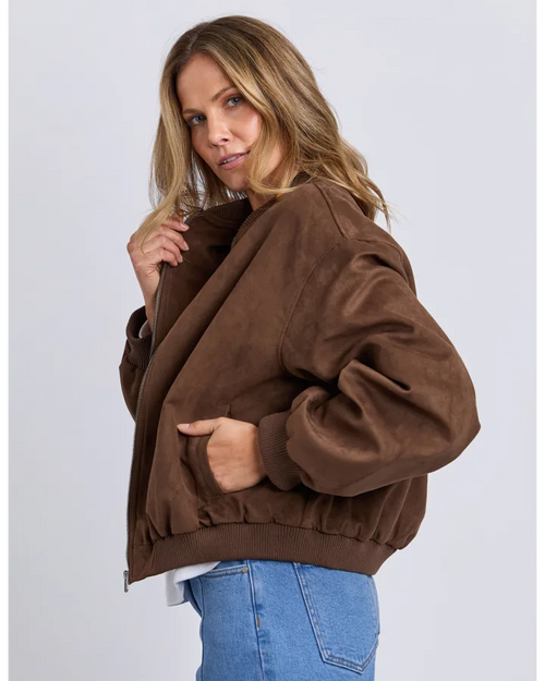 Foxwood Evie Suede Bomber Jacket Chocolate