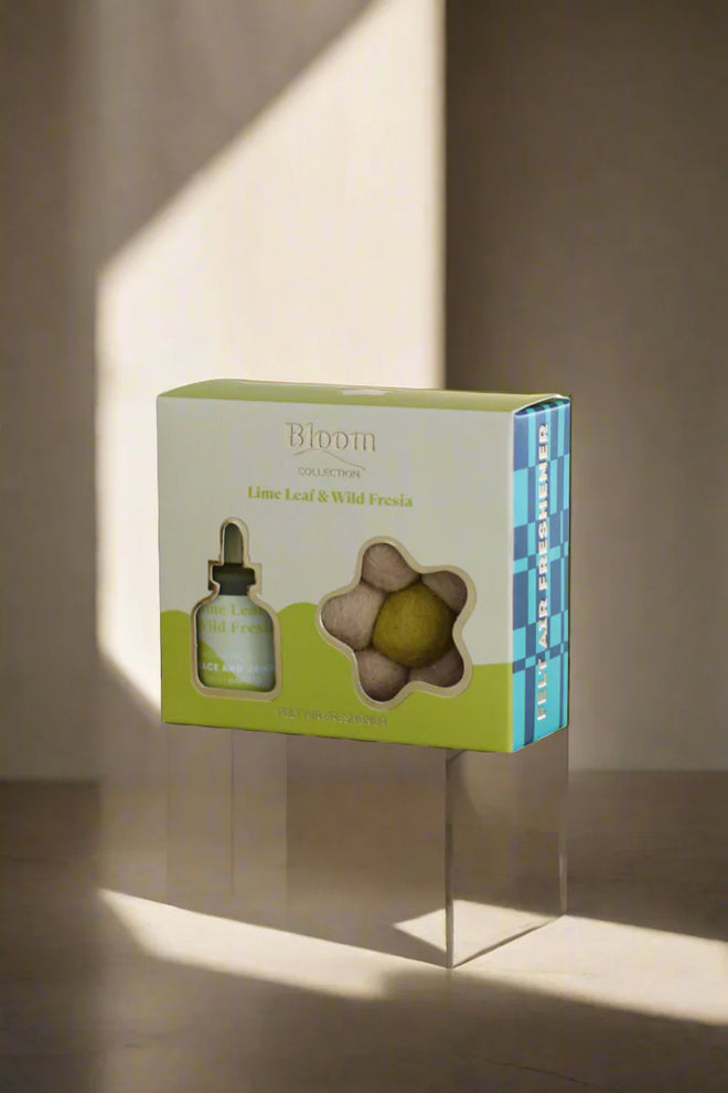 Grace and James Felt Flower Air Freshener Lime Leaf & Wild Fresia