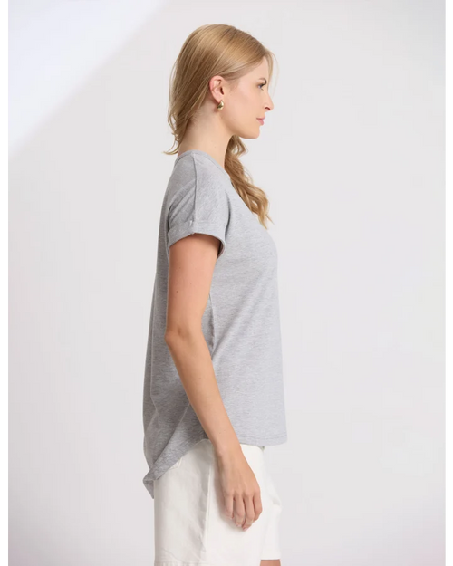 Stella and Gemma Soho Cuff Logo Grey Marle T Shirt