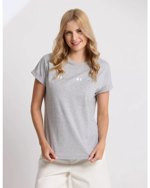 Stella and Gemma Soho Cuff Logo Grey Marle T Shirt