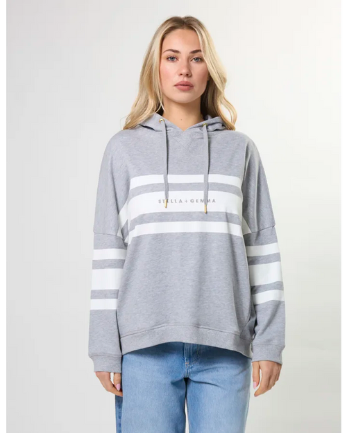 Stella and Gemma Newport Hoodie Grey Marle Icon Stripe