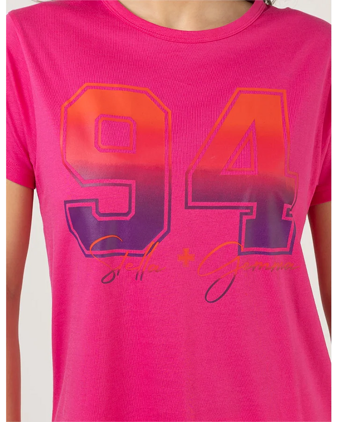 Stella and Gemma Ombre Varsity Hot Pink Ace T Shirt